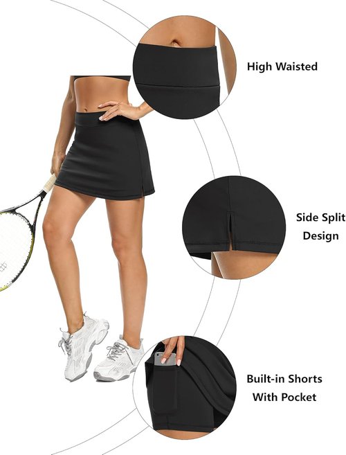 LouKeith Tennis Skirts for Women - Athletic Golf Skorts with Pockets | Mini Summer Workout Shorts
