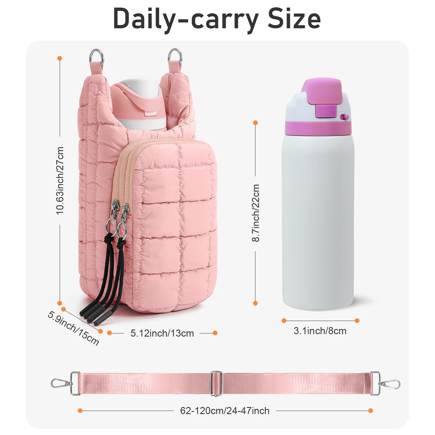 WOOMADA Water Bottle Holder RFID Crossbody Bag for Women, Ideal for Walking, Hiking, Cycling(pink)