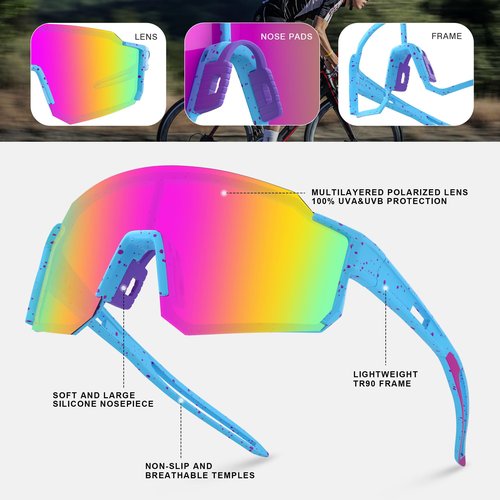 MVPTGRS 2 PackPolarized Sports Sunglasses for Men Women, Mens Sunglasses with UV Protection for Fishing Driving Softball Golf