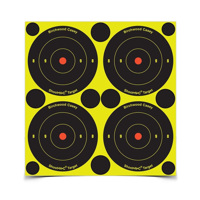BIRCHWOOD CASEY 8" Eze-Scorer Bull's-Eye Practice Shoot-Up Brilliant White Paper Targets for Indoor and Outdoor Use, 26 Targets