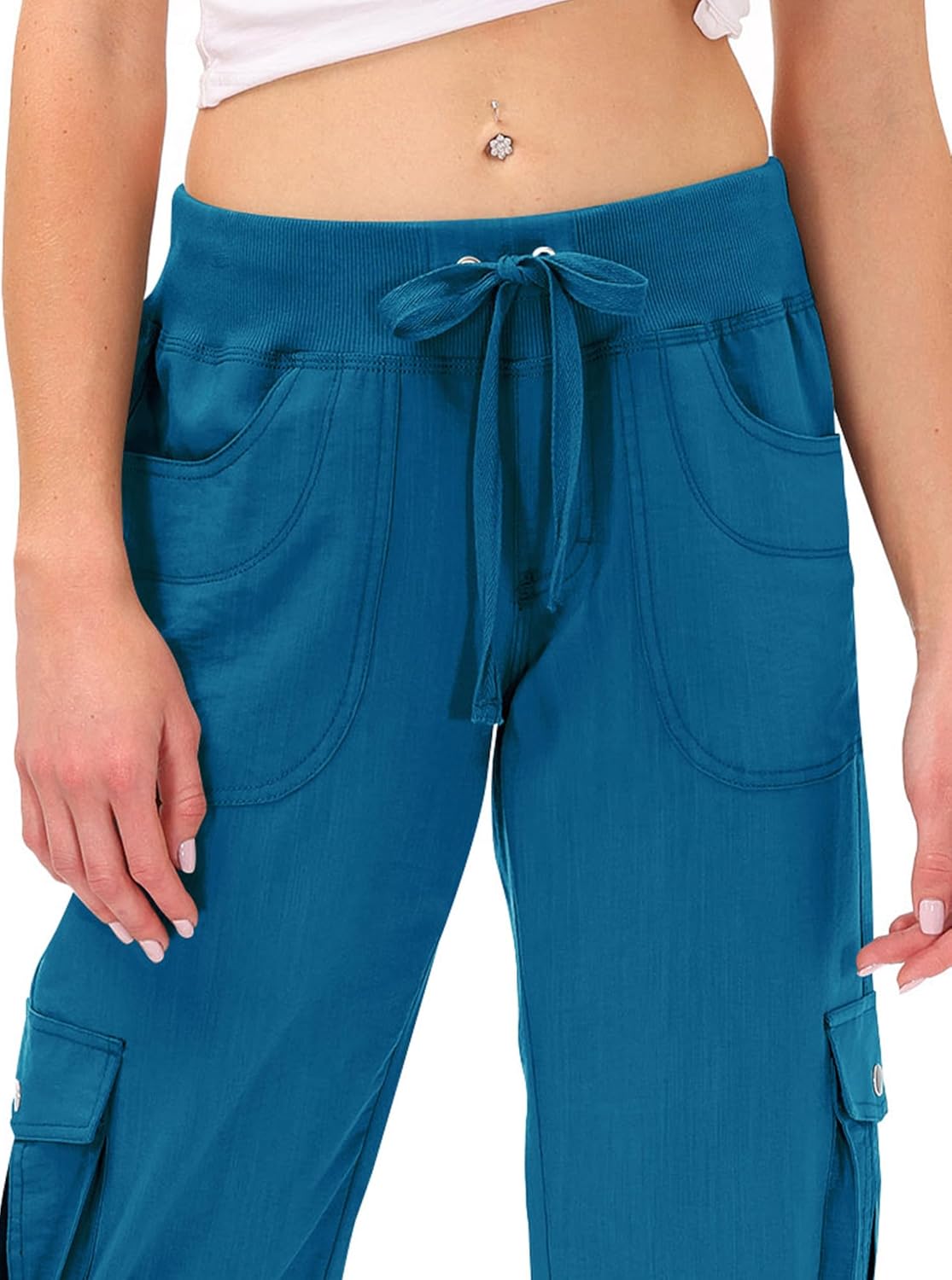 MoFiz Women's Capris - Lightweight Casual Pants with Pockets | Dressy Loose Fit Cargo for Hiking