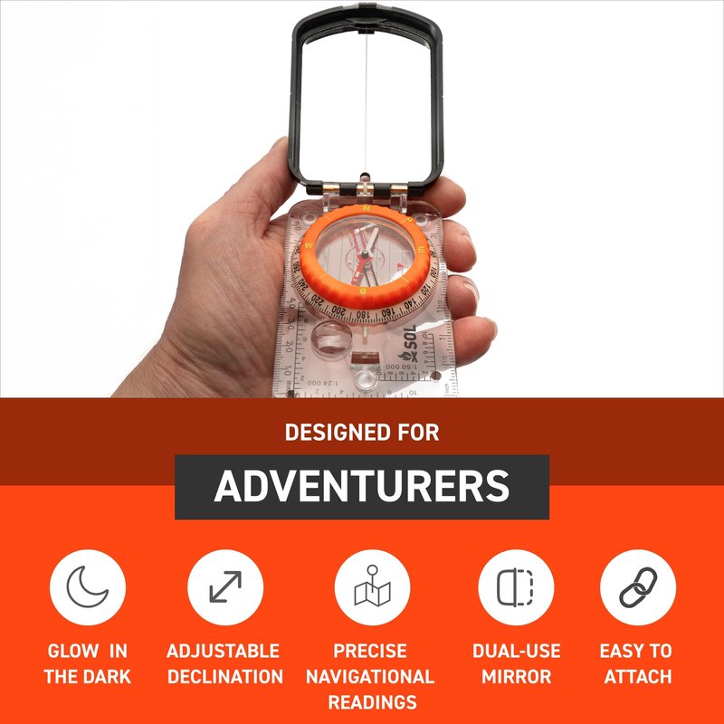 S.O.L. Survive Outdoors Longer Sighting Compass with Signaling Mirror