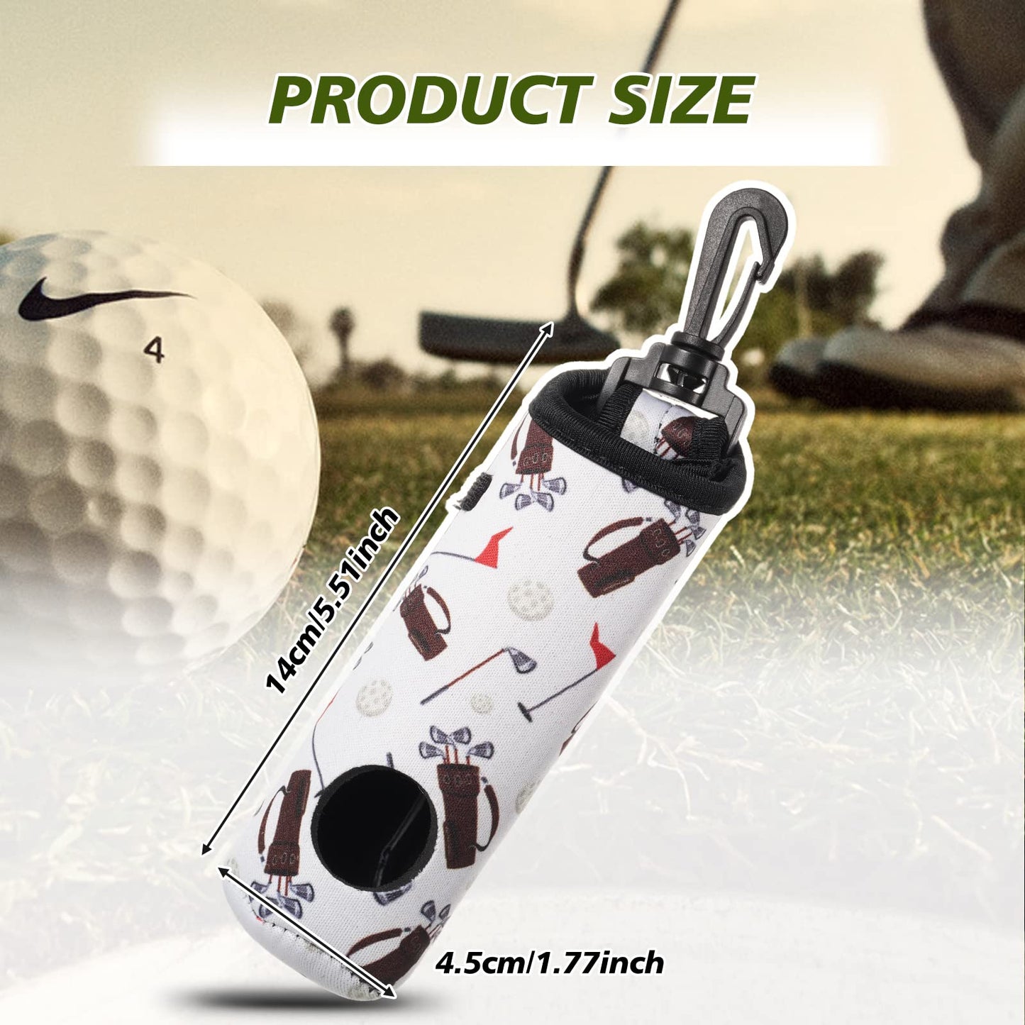 Chivao 4 Pieces Golf Tee Holder Golf Ball Carry Bag Pouch Ball Holder Keychain Belt Clip Gifts Accessories(Vivid Color,Golf)