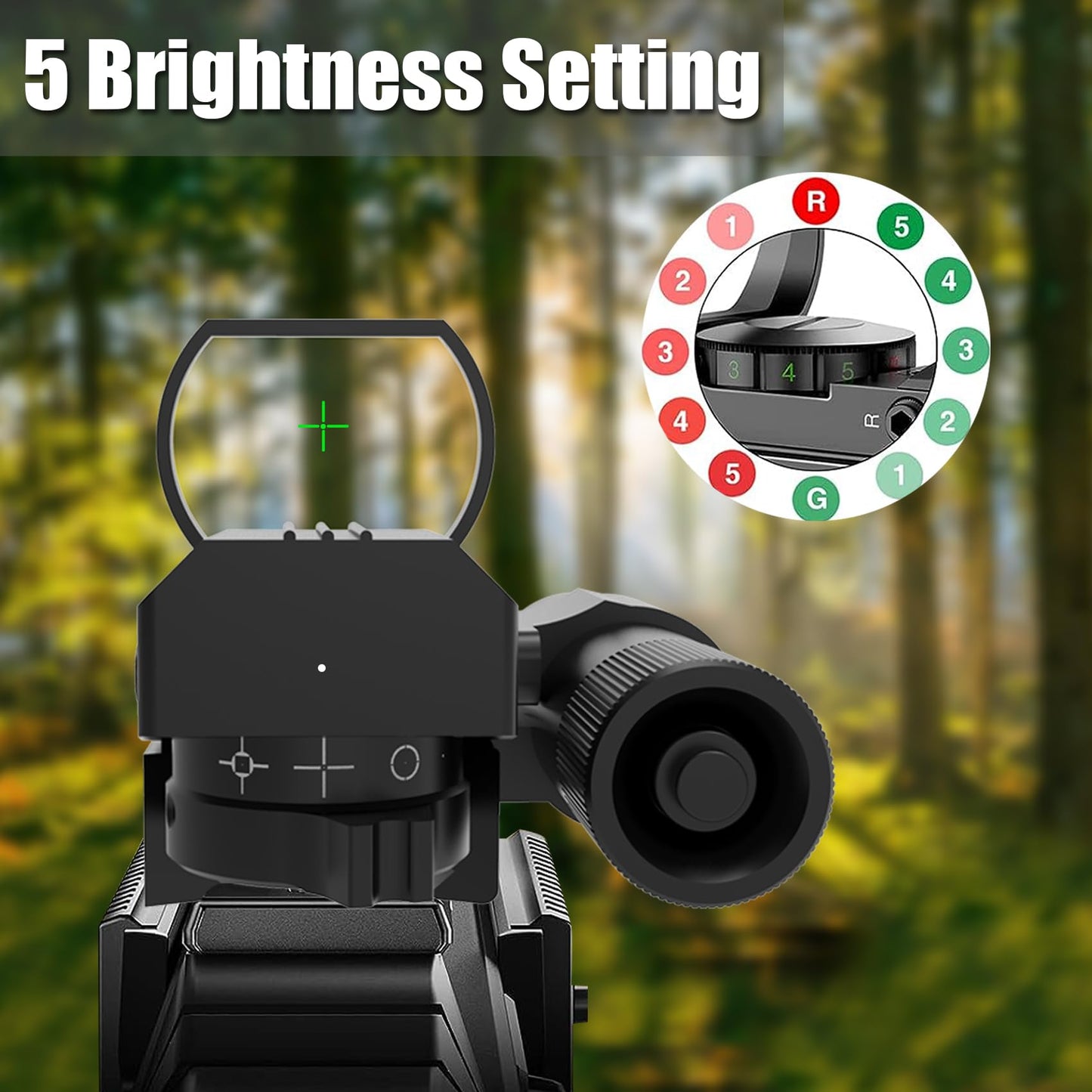 UUQ 1X22X33 Reflex Red Dot Sight - 4 Reticle Red & Green Dot Optics with Integrated Red Laser for 20mm Rail
