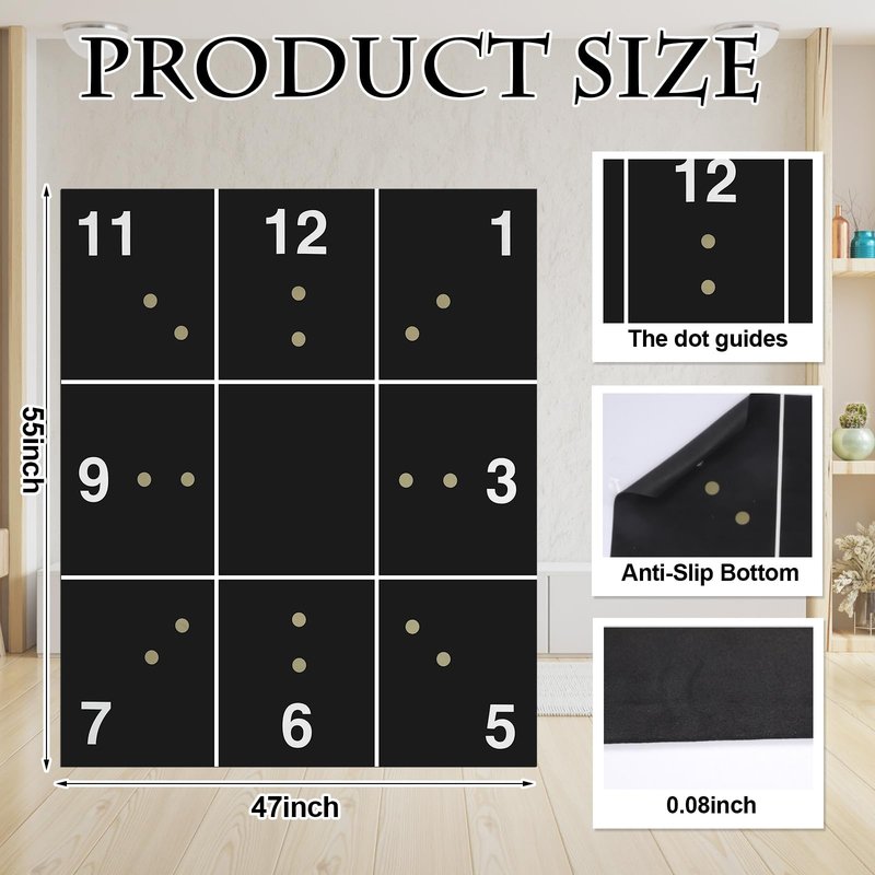 Maasechs Fitness Precision Mat Home Workout Equipment 4.6' x 4' x 2.2 mm Large Exercise Rubber Non Slip Mat for Yoga Pilates Cardio Fitness Home Gym Floor