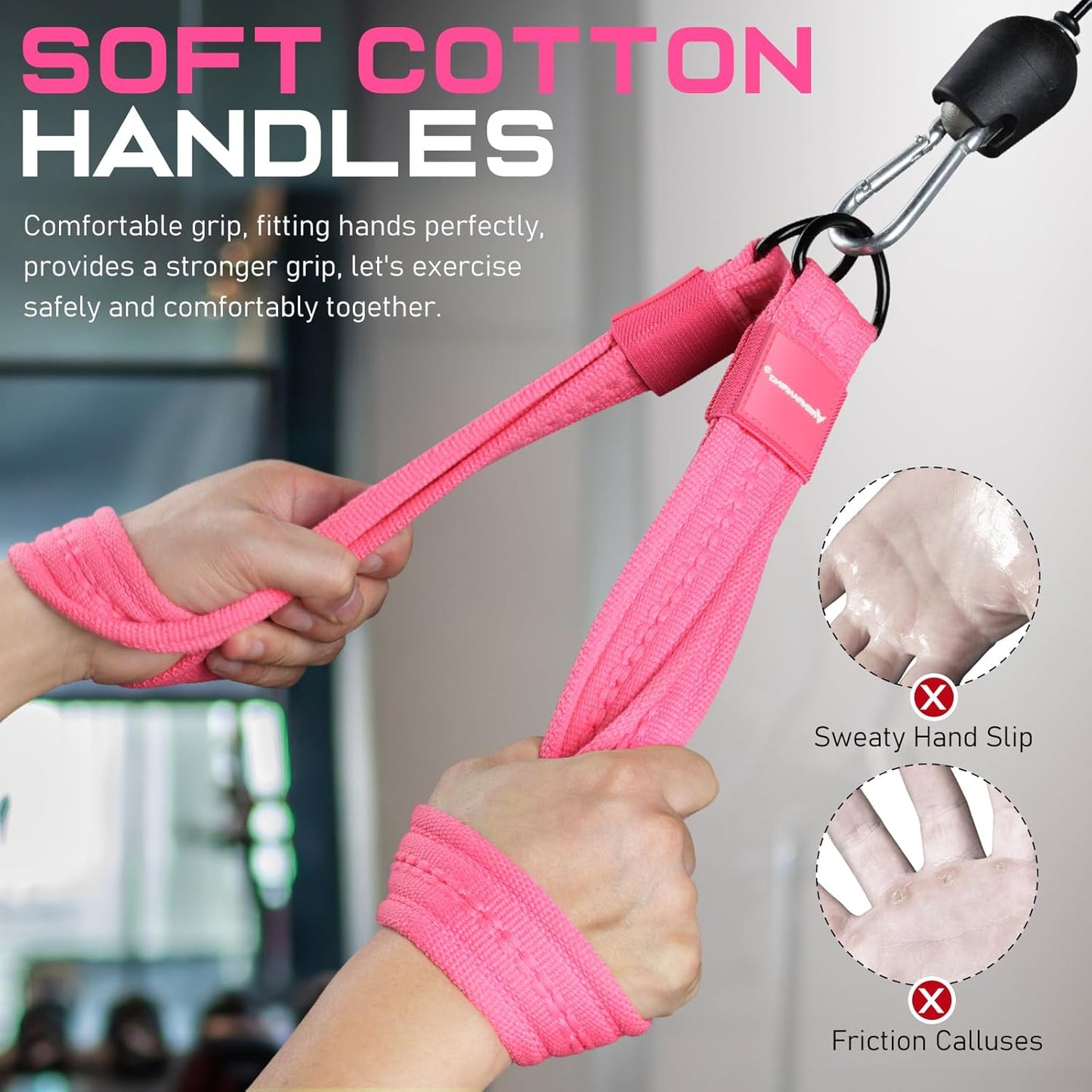 RENRANRING Tricep Rope Cable Attachment Handles for Gym, 13inch Exercise Handles, Tricep Pull Down Attachments Rope for Pilates, Yoga, Strength Trainer, Physical Therapy, Stretch, Recovery