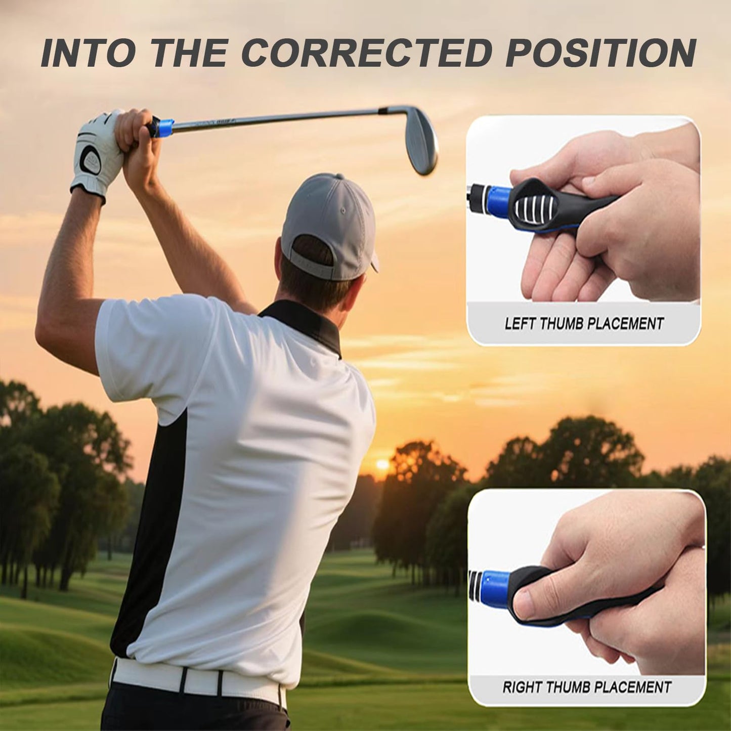 Golf Grip Trainer, Golf Swing Trainer, Golf Club Grip Training Aid to Help Train Correct Hand Position, Golf Accessories Practice Tool, 1 Pack Blue