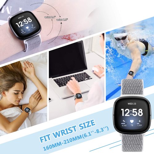 AVOD Nylon Bands Compatible with Fitbit Versa 4/Sense 2/Versa 3/Fitbit Sense, Soft Breathable Sport Adjustable Replacement Strap Women Man Wristband Accessories