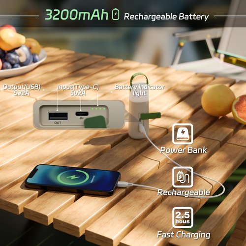 HALOSTORMS Camping Lantern, 350 Hours Running Time Rechargeable Lantern, 3200mAh Lantern Flashlight with 4 Modes, Waterproof Tent Light for Hiking, Emergency, Power Outages (Green 1PK)