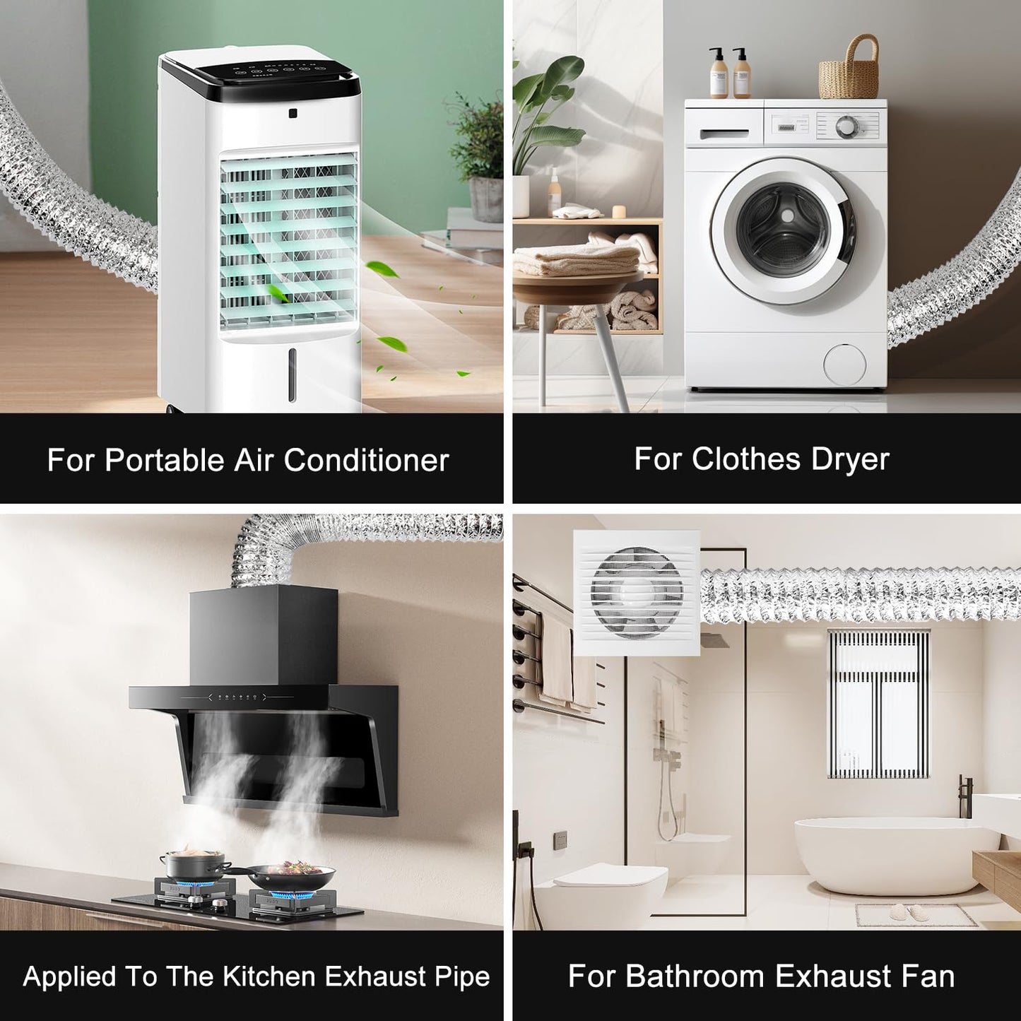 Omont 4 Inch 26FT Dryer Vent Hose, Flexible Insulated Aluminum Duct with 2 Cleaning Brushes for Indoor & Outdoor Use