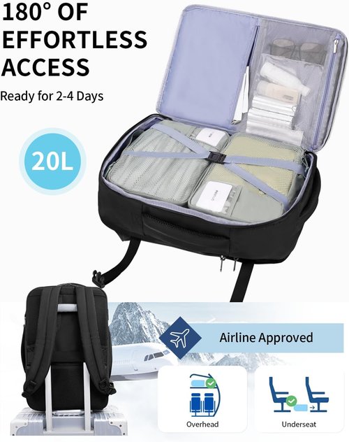 ECOHUB 17" Travel Backpack - Unisex Anti-Theft Design | Airline Approved, Water Resistant, Black