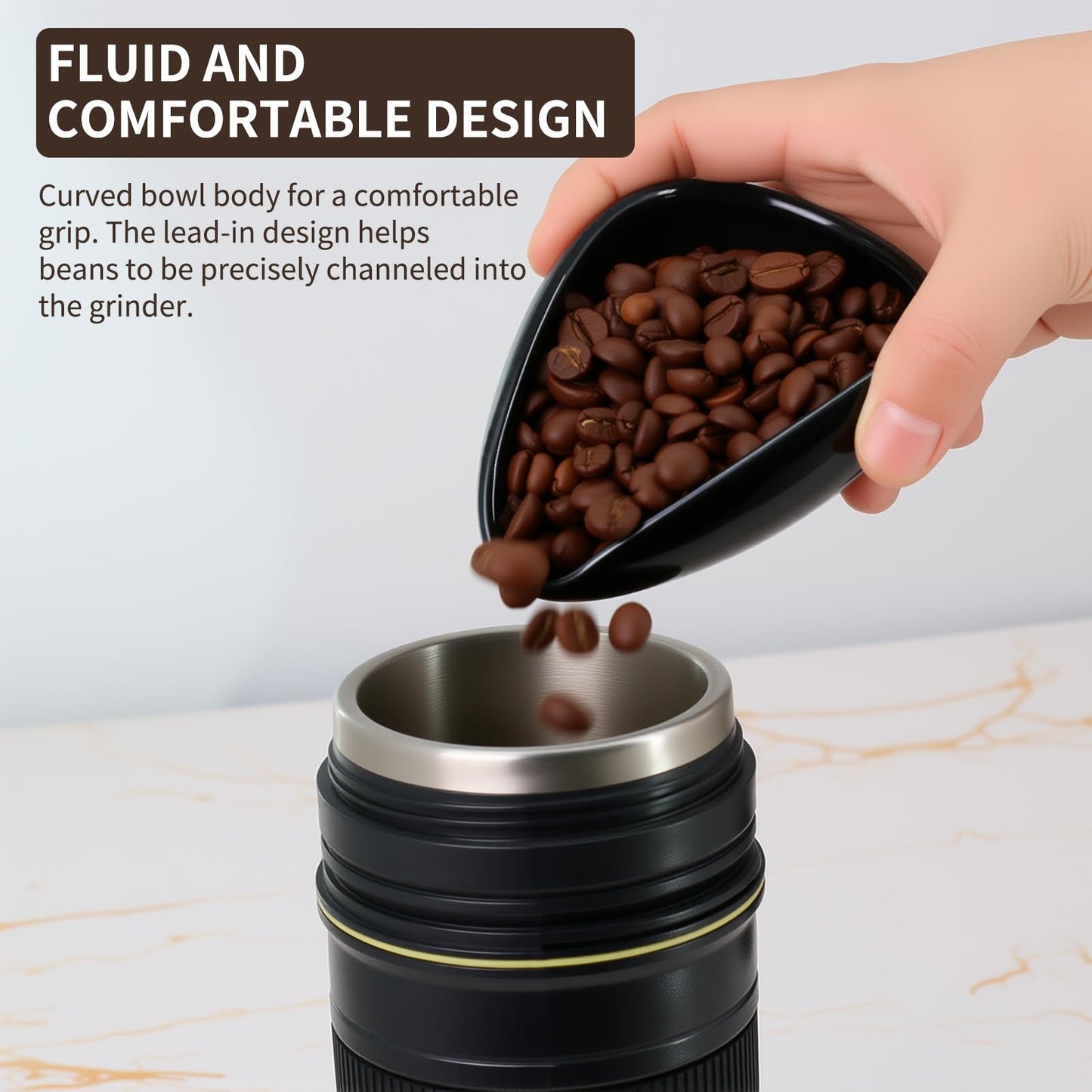 Coffee Bean Dosing Cup and Spray Bottle Kit - Ceramic Single Dosing Tray,Static Reducing Spray (Black)