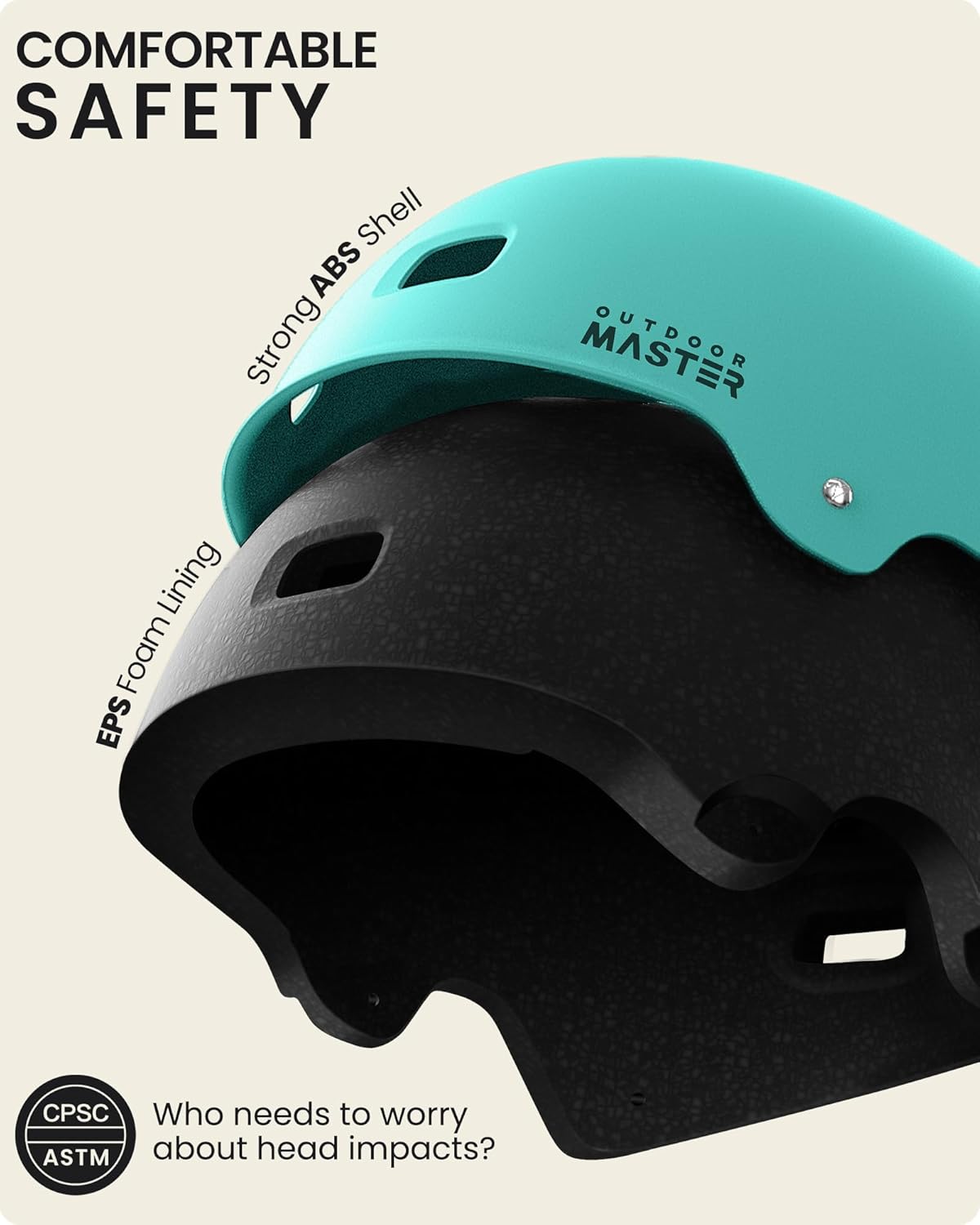 OutdoorMaster Skateboard Cycling Helmet - Ventilated Design with Two Removable Liners | Multi-Sport Use for All Ages