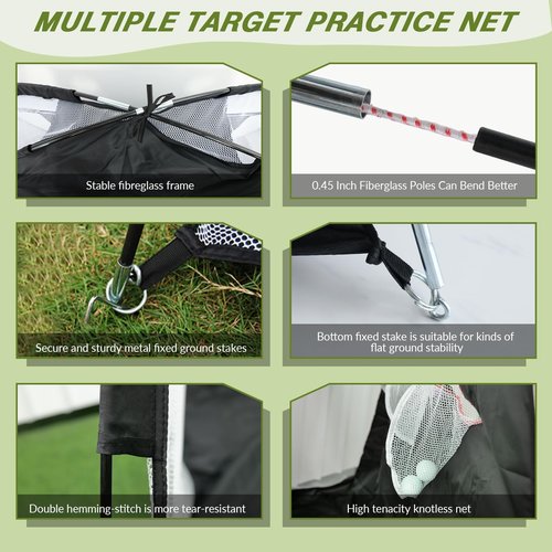 Golf Net, 10x7FT Golf PracticeNet with Swing Mat, Golf Hitting Net for Backyard Driving, Indoor/Outdoor Training Chipping Aid Nets with Targets, Gifts for Men/Dad/Him