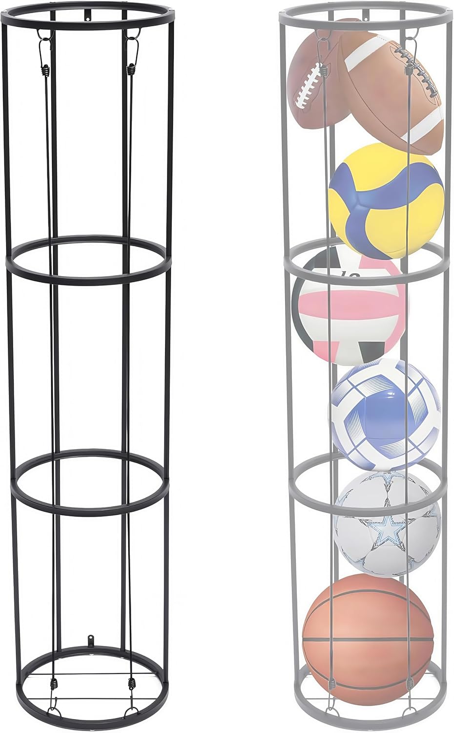 Skiennix 3-Layer Garage Ball Storage Rack - Wall-Mounted Vertical Organizer for Soccer, Volleyball, Football | Space-Saving Design