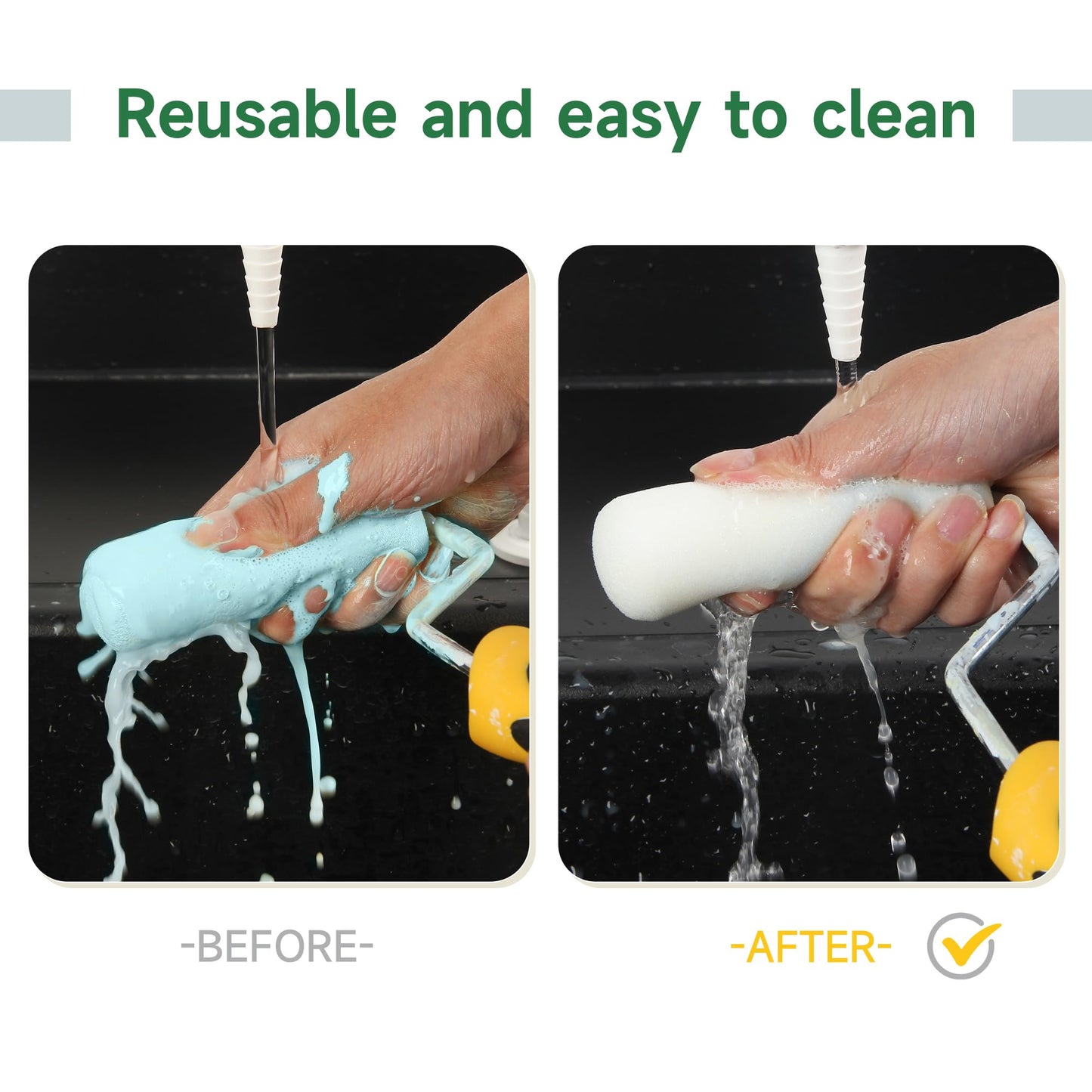 VOOMEY Mini Paint Roller,Small Paint Roller,4-Inch Foam Paint Roller with Foam-Covered Ends,10 Pack 4 Inch Small Paint Roller Covers,Roller Paint for Painting Walls,Cabinets,Corner,Cupboards,Doors