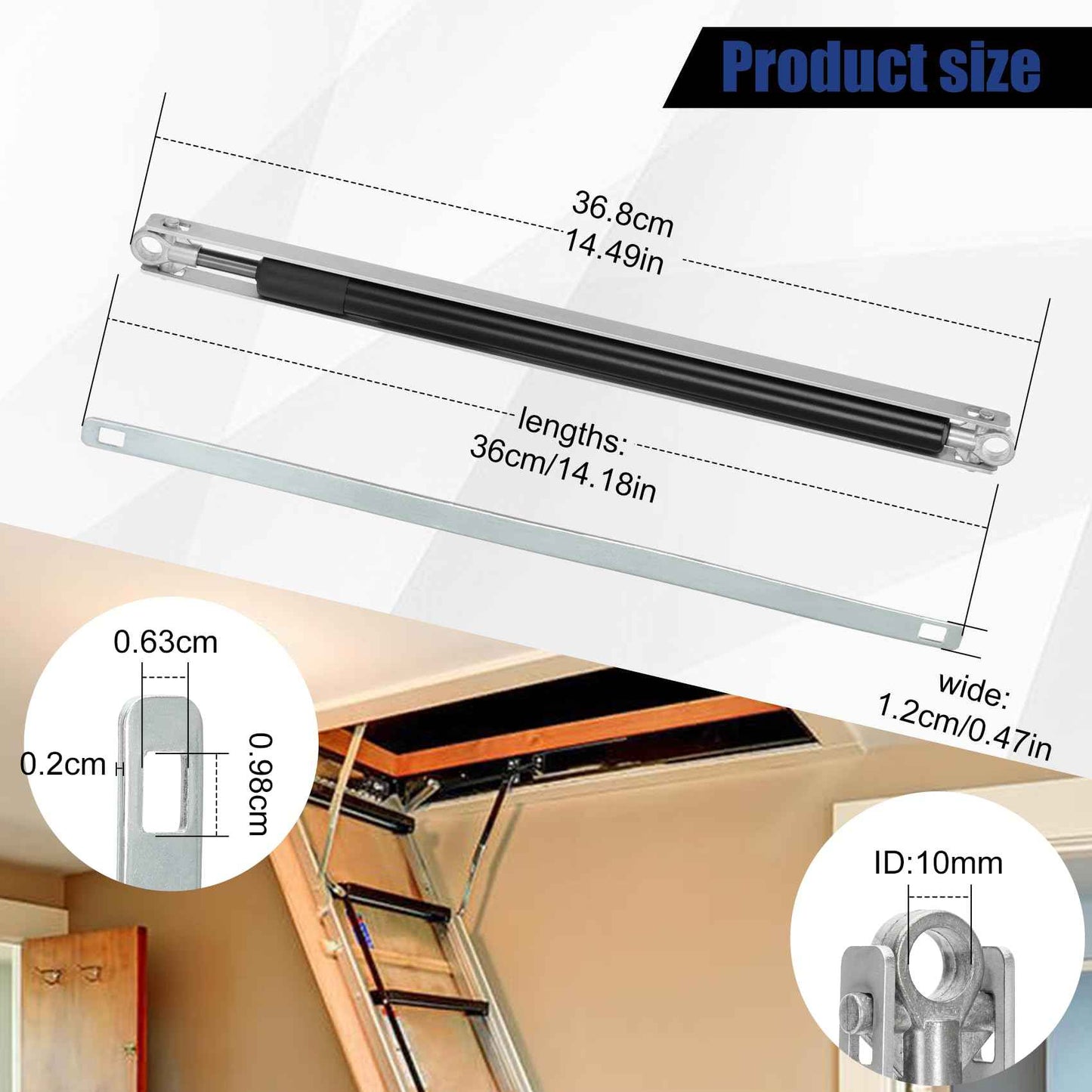 36-80 Standard Strut Kit Replacement for Werner Aluminum Attic Ladders, Replacement Parts AH2210 / AH2210B / AH2210K / AH2210CA / AH2510 / AH2510B / AH2510K / AH2512 / AL2210
