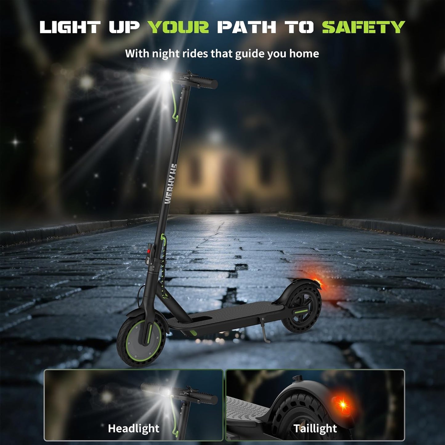 WERHY Electric Scooter - 350W/500W Motor, 19/22 MPH Speed, 15-28 Miles Range | Lightweight & Foldable