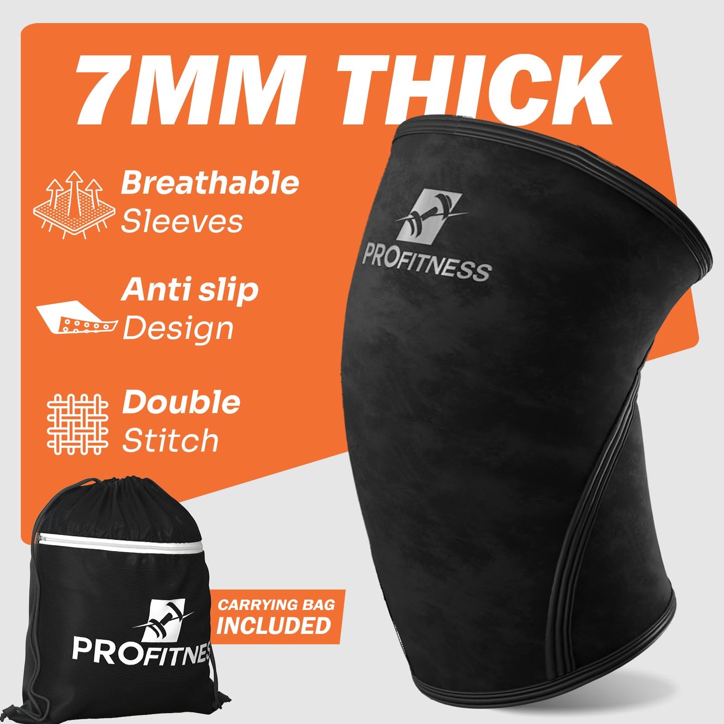ProFitness Knee Sleeve Weightlifting - Knee Brace for Men Workout Support for Working belt weightlifting Out, belt for weightlifting Squats, Weight Lifting, Functional Fitness (Black/Black, Medium)
