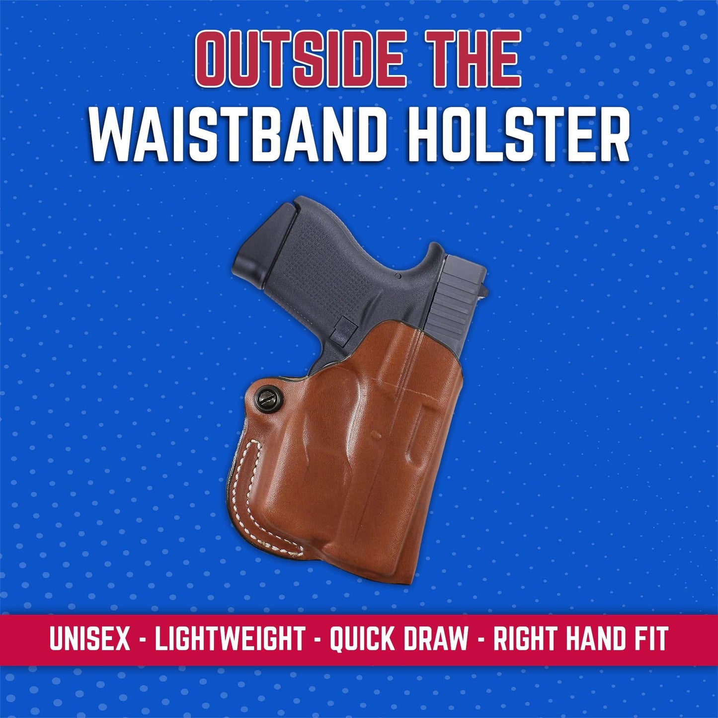 DeSantis Mini Scabbard OWB Gun Holster - Leather Adjustable Belt Holster for Pistols, Secure Grip, Fits the Glock 43 w/Streamlight TLR-6, Glock 43X w/Streamlight TLR-6 - Right Hand Draw, Tan
