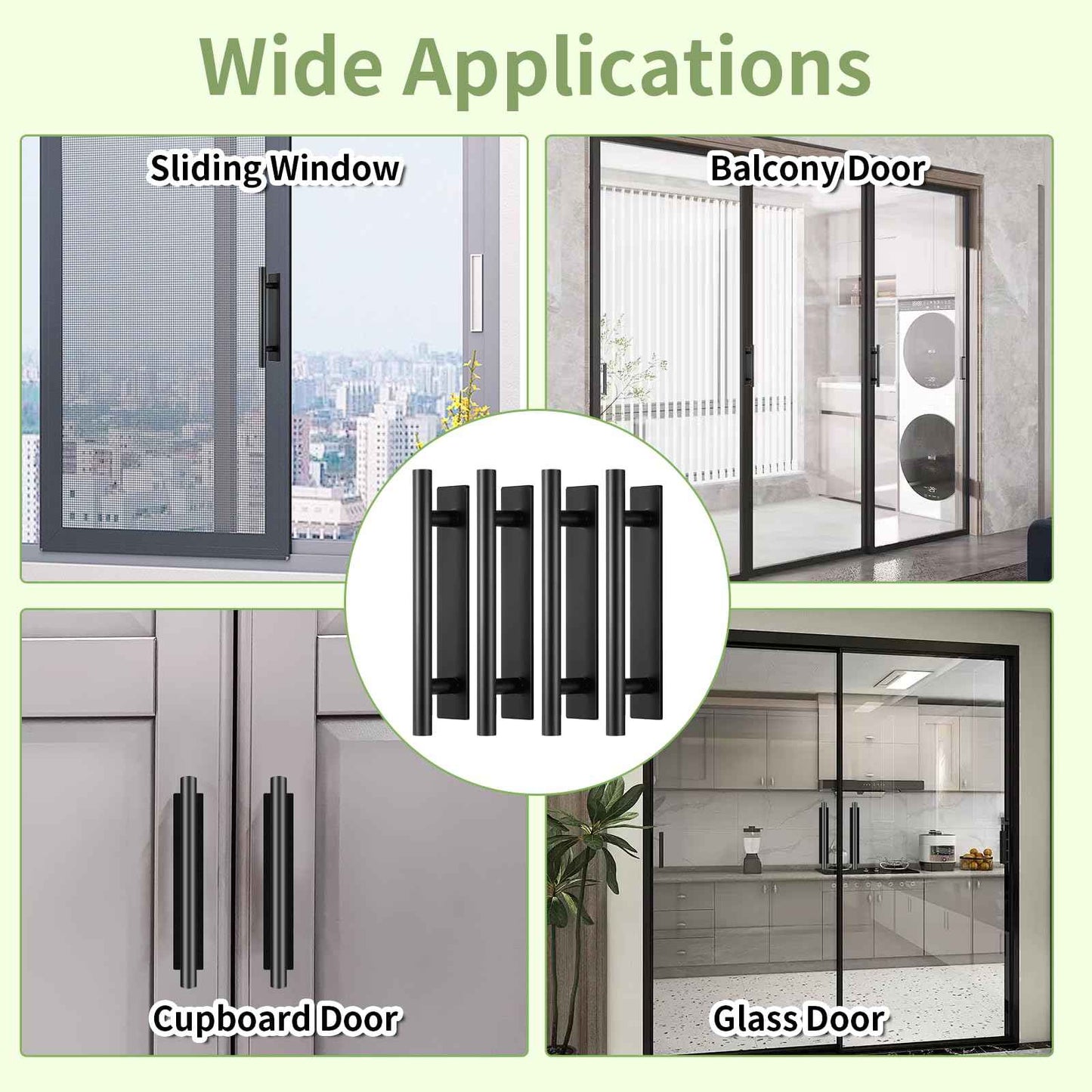 30 Pack Adhesive Cabinet Handles, Self-Stick Peel and Stick Cabinet Handles, ABS Plastic Adhesive Door Handle for Kitchen, Wardrobe, Sliding Door, Furniture (Black)