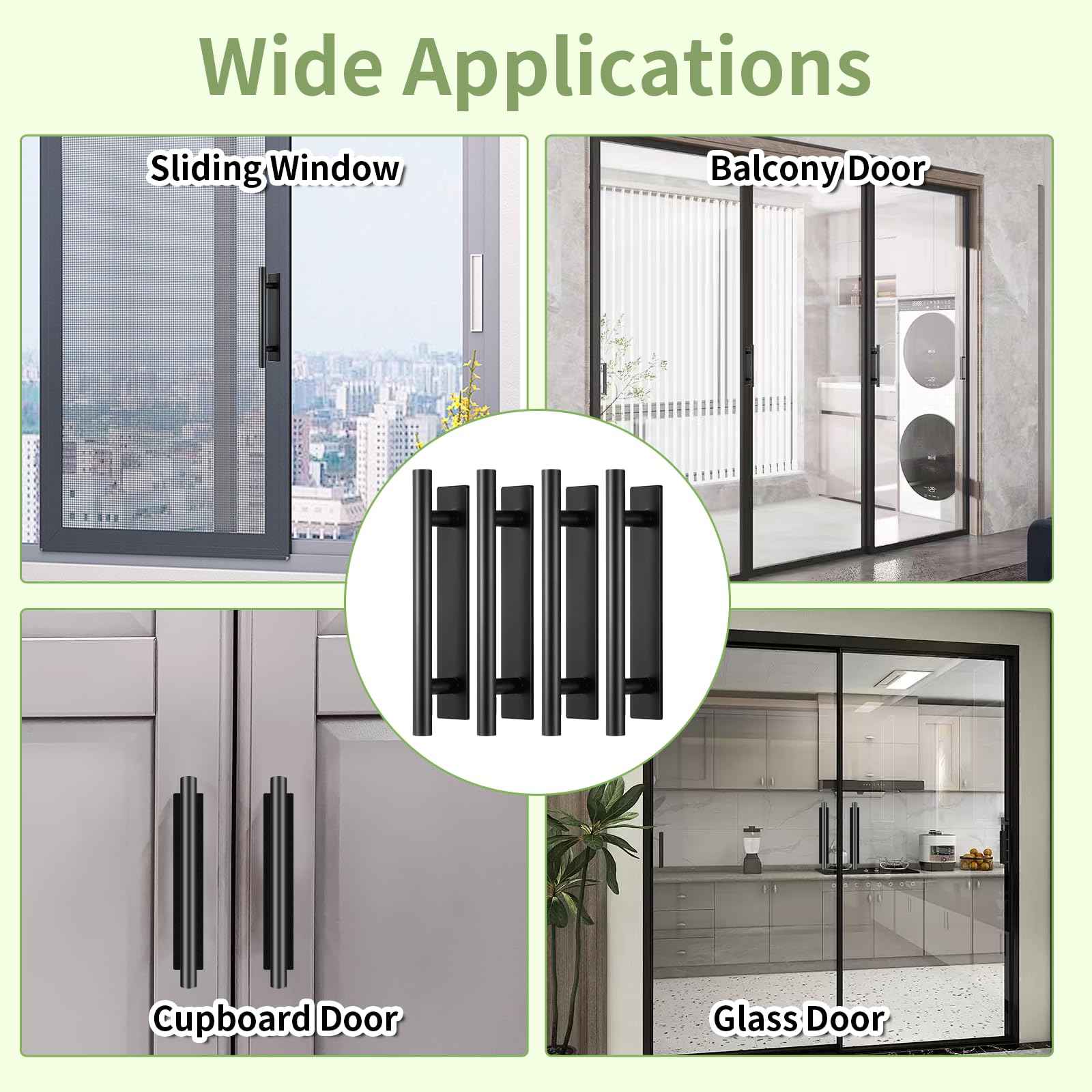 30 Pack Adhesive Cabinet Handles, Self-Stick Peel and Stick Cabinet Handles, ABS Plastic Adhesive Door Handle for Kitchen, Wardrobe, Sliding Door, Furniture (Black)