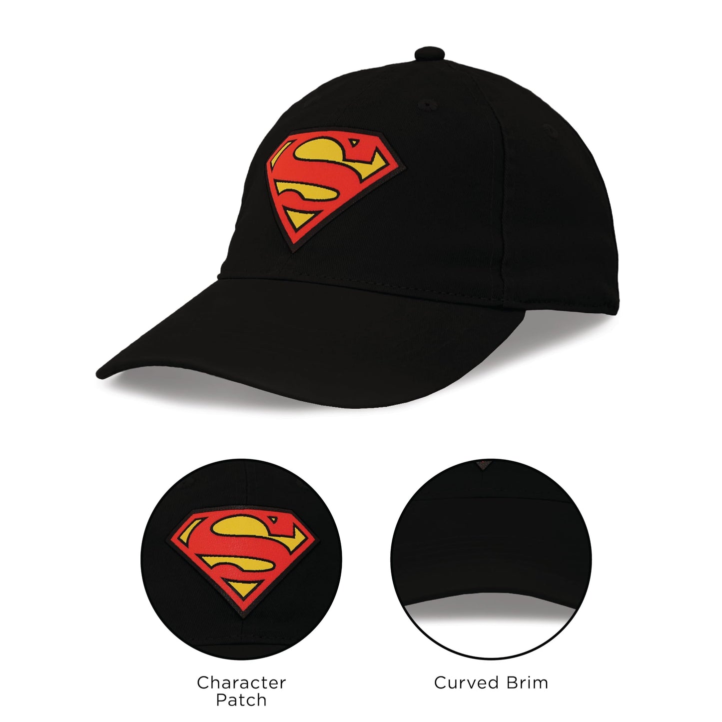 ABG Accessories Superman Hats for Men Baseball Cap, Cute Trendy Hat for Women Baseball Caps, Lightweight Adjustable Caps for Men, Women, Teens and Kids, Black