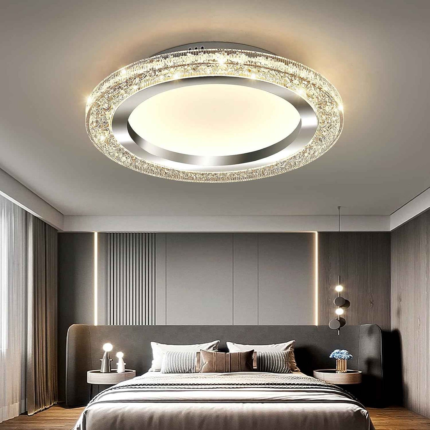28W Gold LED Flush Mount Ceiling Light - 12" Modern Round Fixture for Bedroom, Kitchen, Bathroom