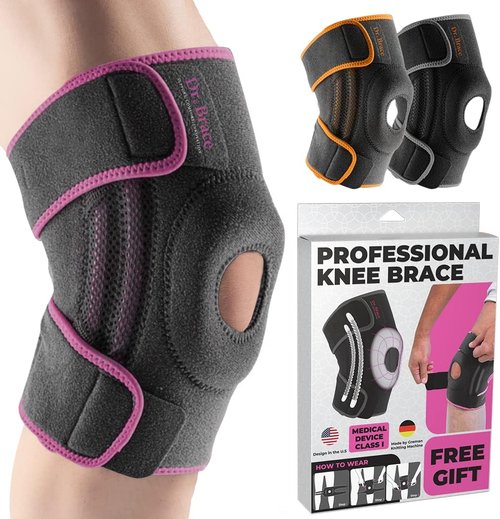 Dr. Brace Elite Knee Brace - Maximum Pain Support with Side Stabilizers & Gel Pads | Medium Size