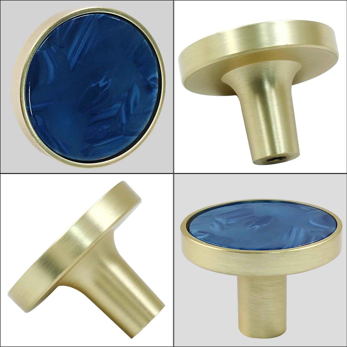 Bonsicoky 12 Pcs Gold Knobs for Dresser Drawers, Round Dresser Cabinet Knobs Pulls for Kitchen Cabinet Cupboard Door Furniture Decorative, Navy Blue