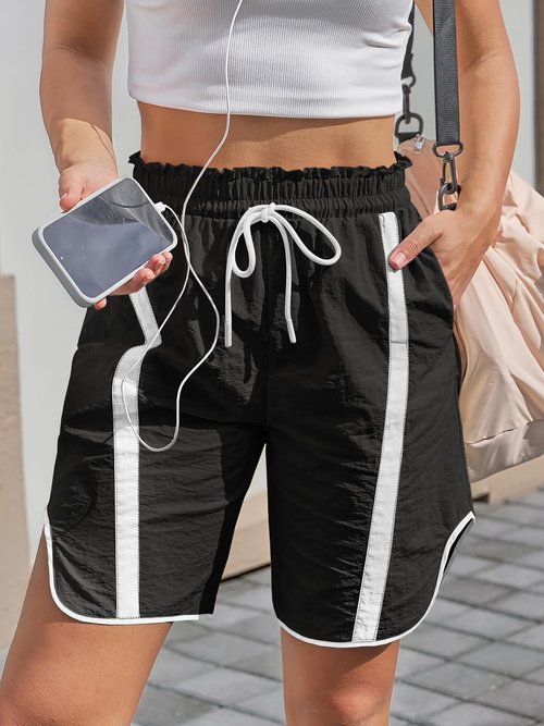 Fisoew Women's Baggy Cargo Shorts - Casual Wide Leg Knee Length with Drawstring Waist for Yoga & Workouts