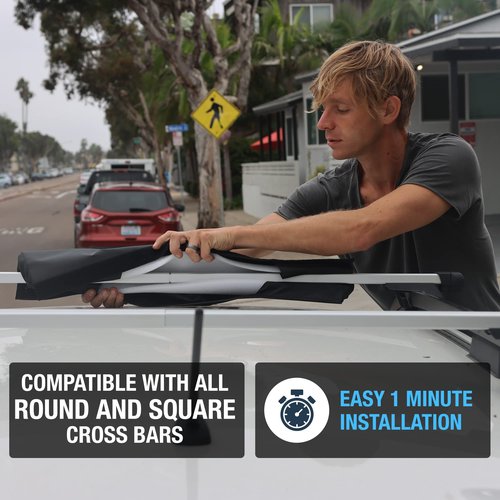 Ho Stevie! Surfboard/SUP Round Roof Rack Pads (Set of 2 Pads, 28" or 17") for Cars with Crossbars (28")