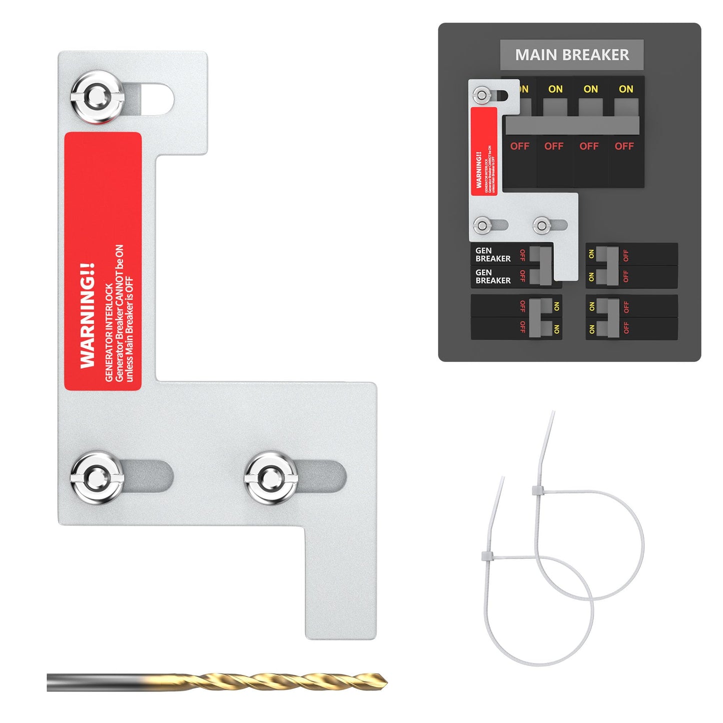 RVBOATPAT Generator Interlock Kit Fit for ITE, Murray, Gould, Thomas, Siemens and Betts, 150 or 200 Amp Panels 1 1/4 Inch Spacing Between Main and Generator Breaker