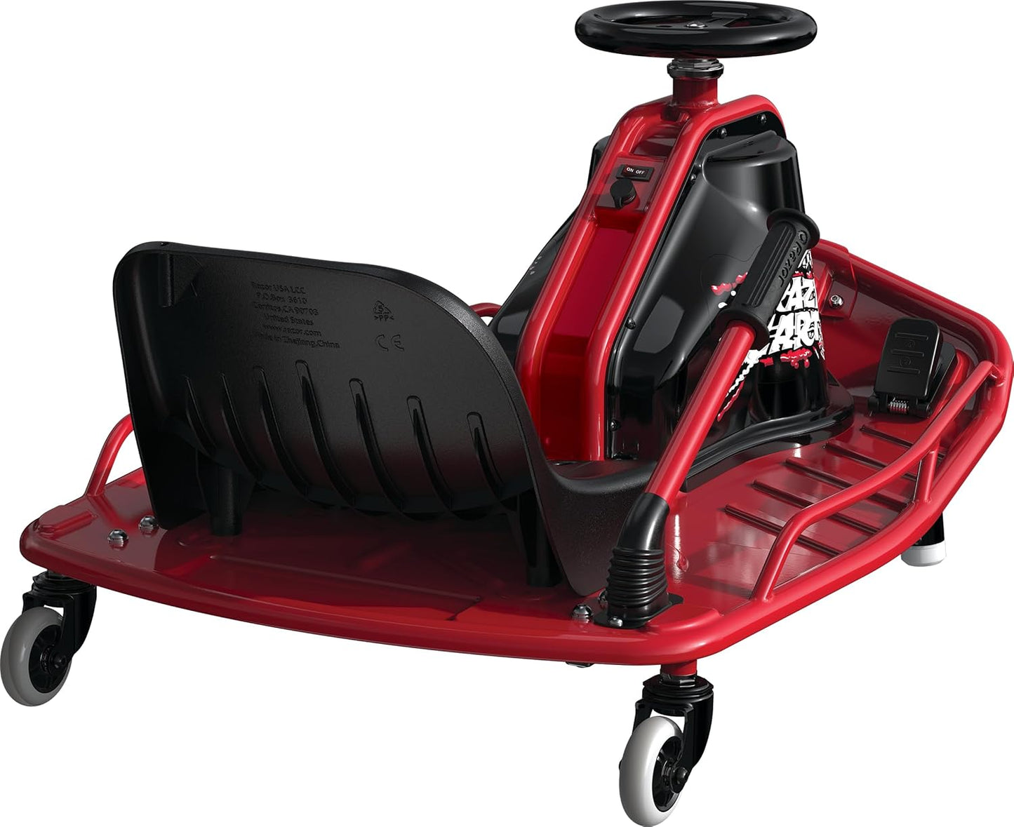 Razor Crazy Cart - 24V Electric Drifting Go Kart with Variable Speed Up to 12 MPH | Black/Red