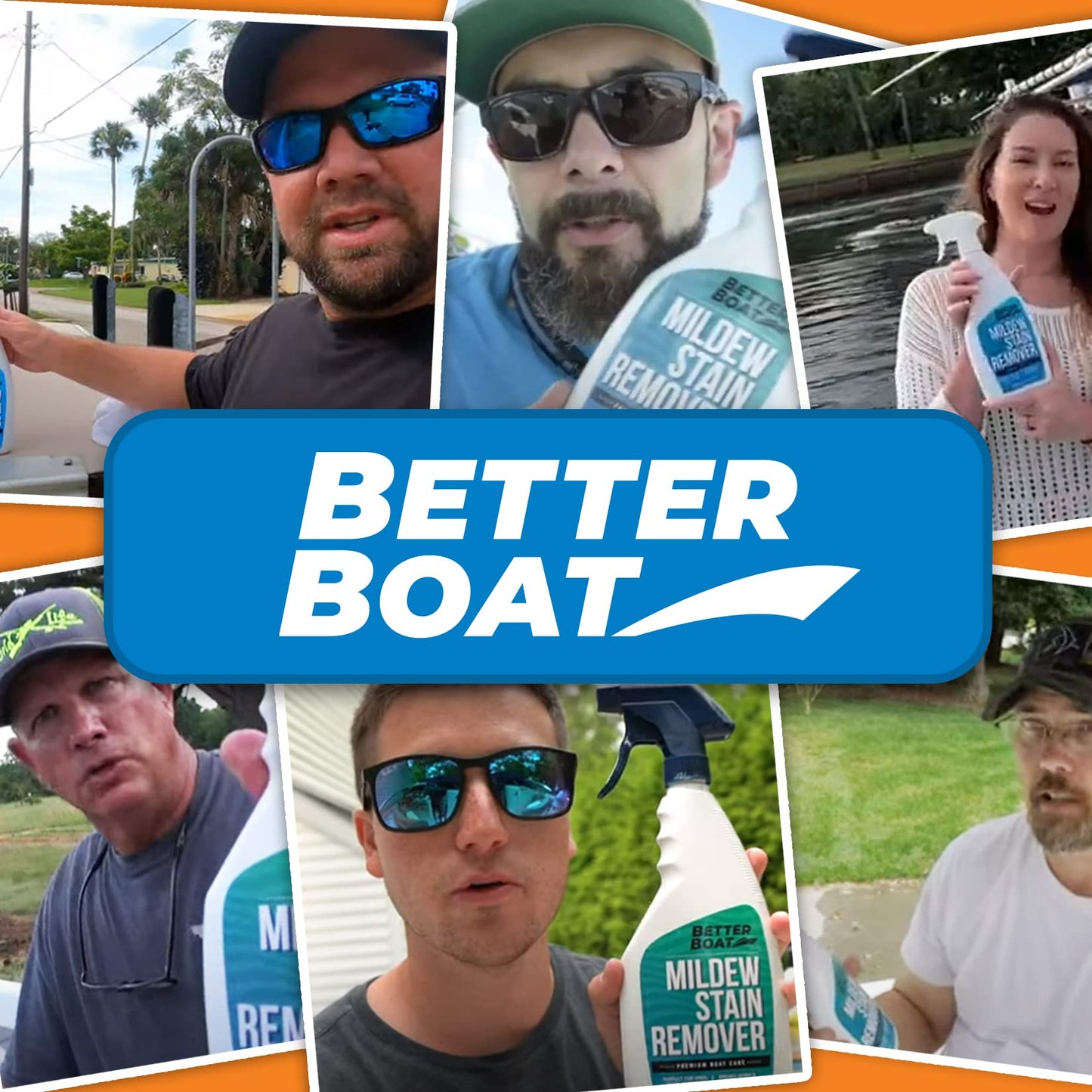 Better Boat Mold and Mildew Stain Remover 22oz Spray for Fabric Vinyl Tile Grout, Removes Mold Stains on Boat Seats Bathroom Shower Patio Furniture Carpet Canvas