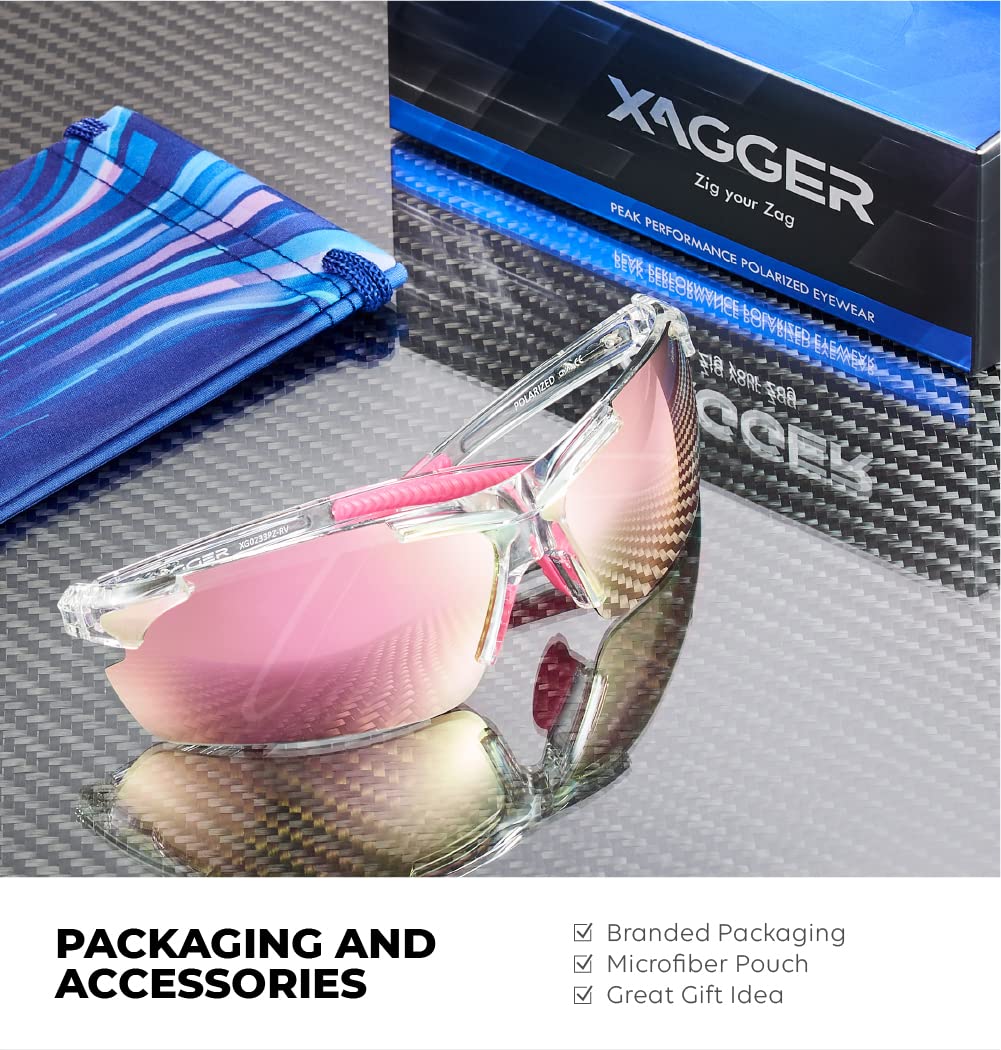 Xagger Polarized Sports Sunglasses for Men Women Wrap Around UV400 Running Baseball Softball Cycling Golf Hiking Fishing Driving Glasses