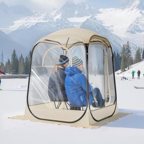 VEVOR Pop Up Sports Tent, 50x50x66.9 Instant Weather Proof Clear Tent for 2 Person, Portable Foldable Dome Shelter with Removable Floor Mat & Top Cover, for Watching Sports Events, Camping, Fishing