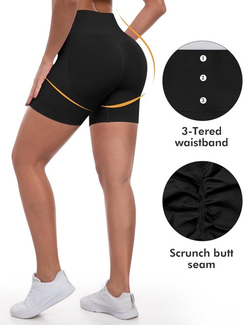 ATHVOTAR Women's Workout Gym Shorts - High Waisted Seamless Scrunch Butt Lifting Design