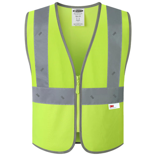 JKSafety Kids Safety Vest Kids Construction Vest Hi Vis with 3M Reflective Tapes High Visibility Meet ANSI Standard Yellow Color (BK300-Yellow S) 1 Piece