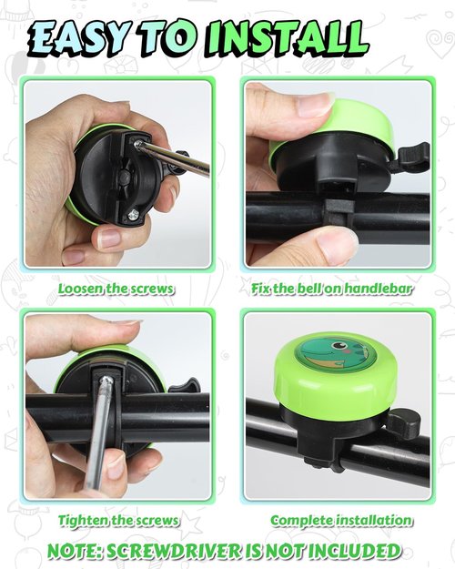 VICTGOAL Bike Bell for Kids with Loud Clear Sound, Bicycle Bell Scooter Bike Horn Ringtone Alert Cute Cycling for Toddler Children Boys Girls (Green)