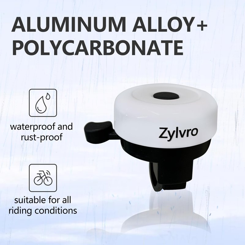 Zylvro Bike Bell, Loud Crisp Clear Sound, for Electric Dirt Bicycle, Classic, White