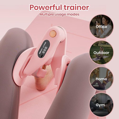 Thigh Master Exerciser for Women, 360°Adjustable Resistance Inner Pelvic Floor Muscle Thigh Exerciser and Back Training Rope -50LB Resistance Band and Sweat Waist Trainer,and LED Counting Display