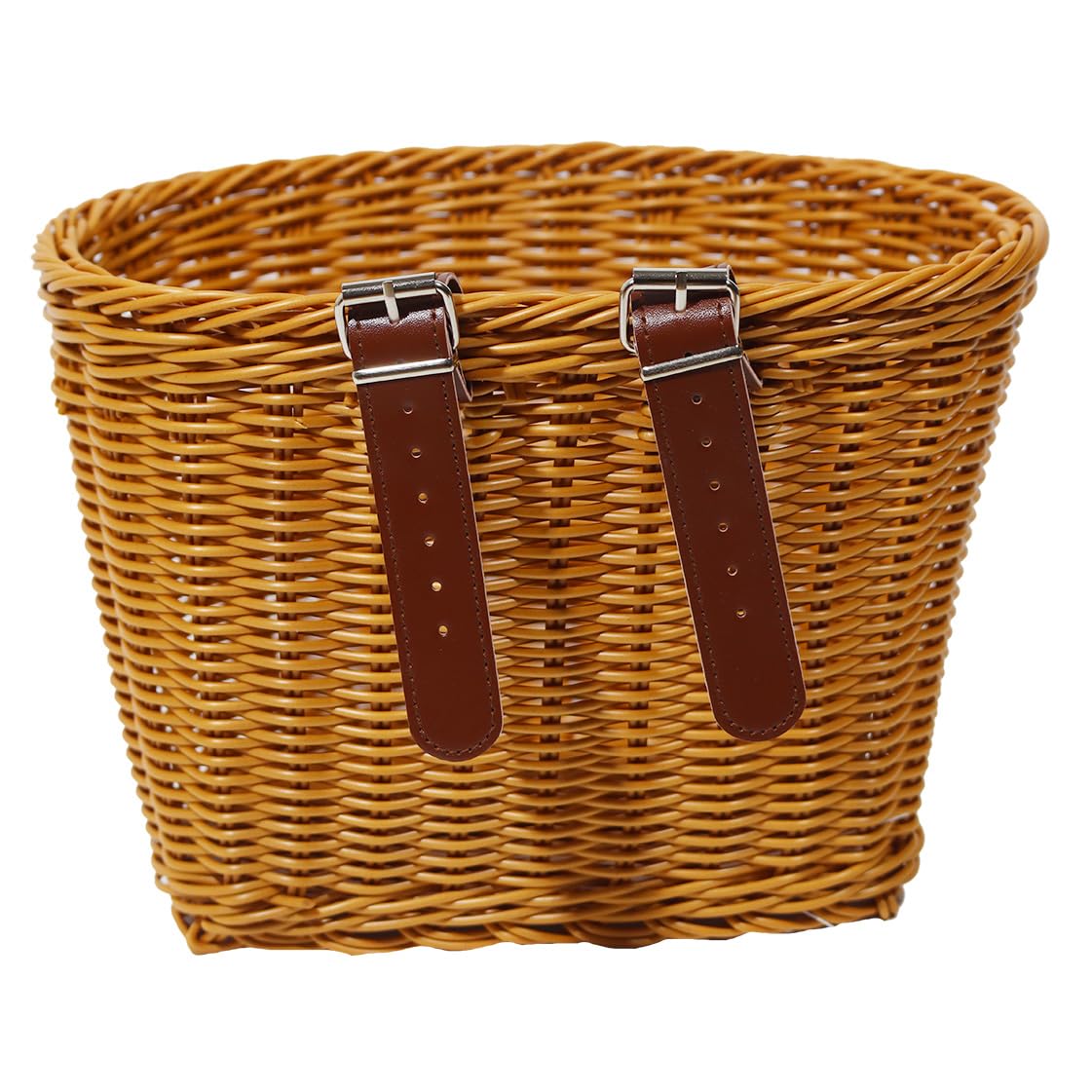 Brown Wicker-Style Bike Basket - 11.41" Large Front Bicycle Basket, Waterproof & Extra Capacity for Beach Cruisers