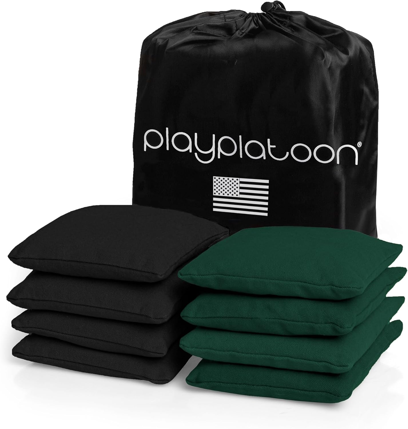 Play Platoon Cornhole Bags - Weather Resistant Set of 8 | Official Size & Weight Bean Bags with Tote