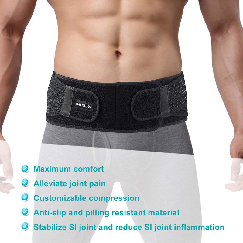 Backtour Si Belt Sacroiliac Belt for Women and Men That Alleviate Sciatic, Pelvic,Lower Back and Leg Pain, Stabilize SI Joint,Breathable Anti-Slip Sacroiliac Hip Brace Fit Hip Size 30" - 45"