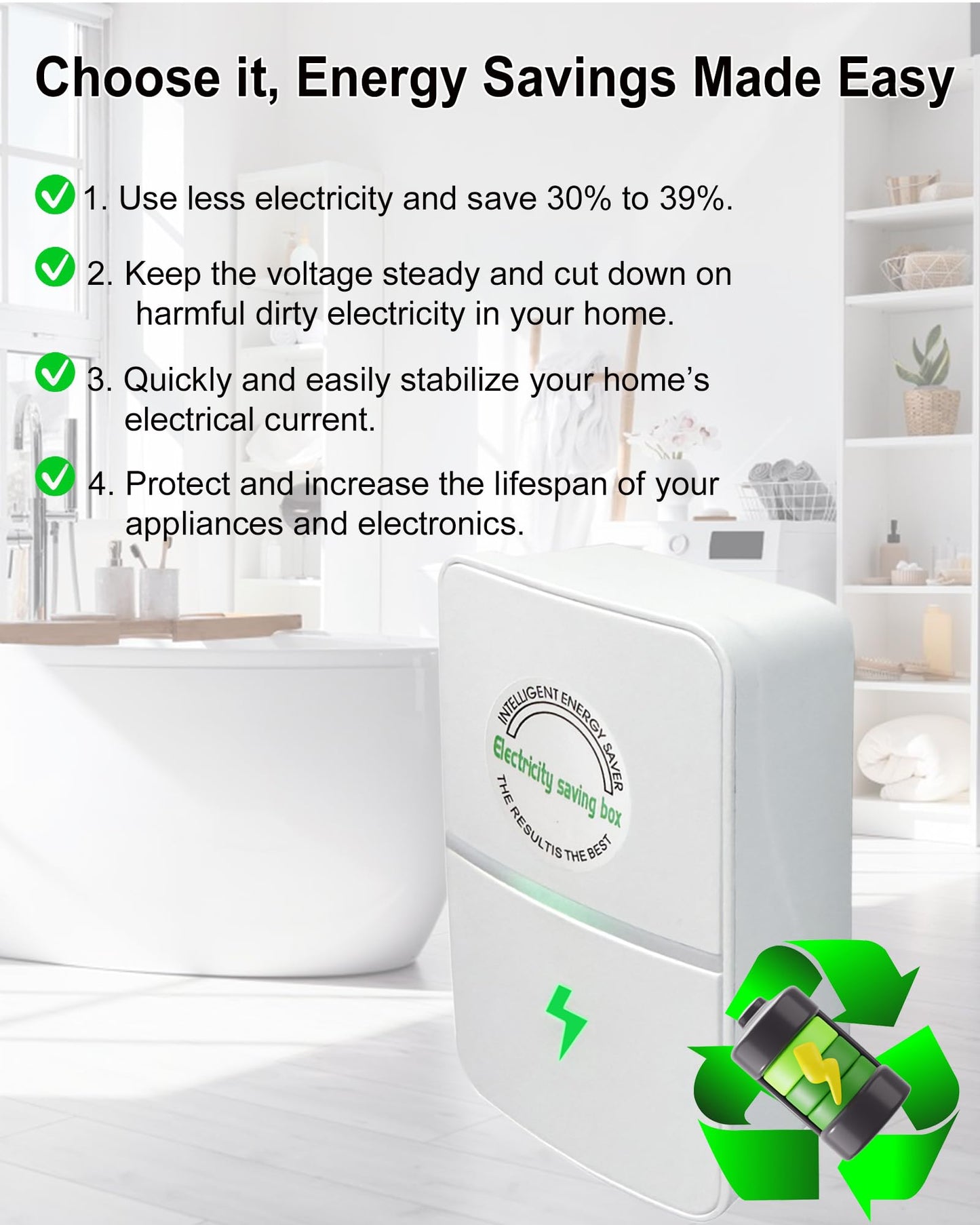 Power Saver Pro, Electricity Saving Box, Stop Watt Energy Saving Device, Power Saving Device, Save Electricity, Power Saver Pro X, US Plug in 90V-250V 30KW (8, Packs)