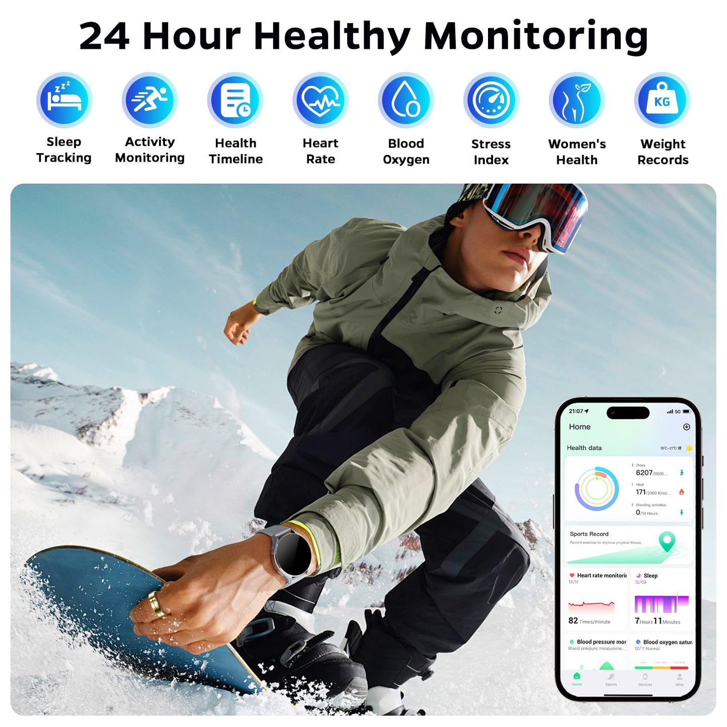 Emerhome Ultra-Thin Smart Ring for Women Men,Sleep Tracker Ring with Heart Rate, Waterproof Fitness Ring for Activity Monitoring/Steps/Calories,No Subscription Fee,for iSO & Android (Glod,10#)