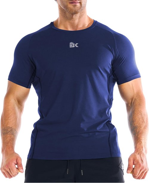 BROKIG Men's DiamondGrid Workout Shirt - Breathable Short Sleeve Muscle Tee for Bodybuilding | Quick Dry