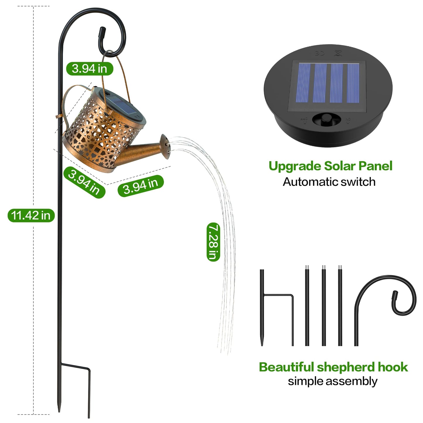 Solar Watering Can Lights Waterproof, Solar Lights Outdoor Decorative Garden Decor Metal Hanging Lights for Outside Patio Pathway Yard, Christmas Birthday Gardening Gifts