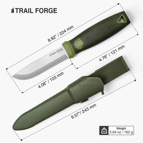 ONETIGRIS CAMPING TrailForge Fixed Blade Knife with Sheath,9.67-Inch FullTang Blade Bushcraft Knife for Camping,Outdoor, Survival, Hiking